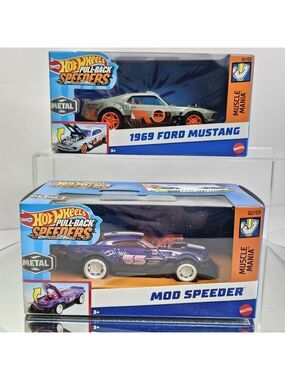 Mattel Hot Wheels Metal Pull-Back Speeders 1969 Ford Mustang & Mod Speeder 1/32